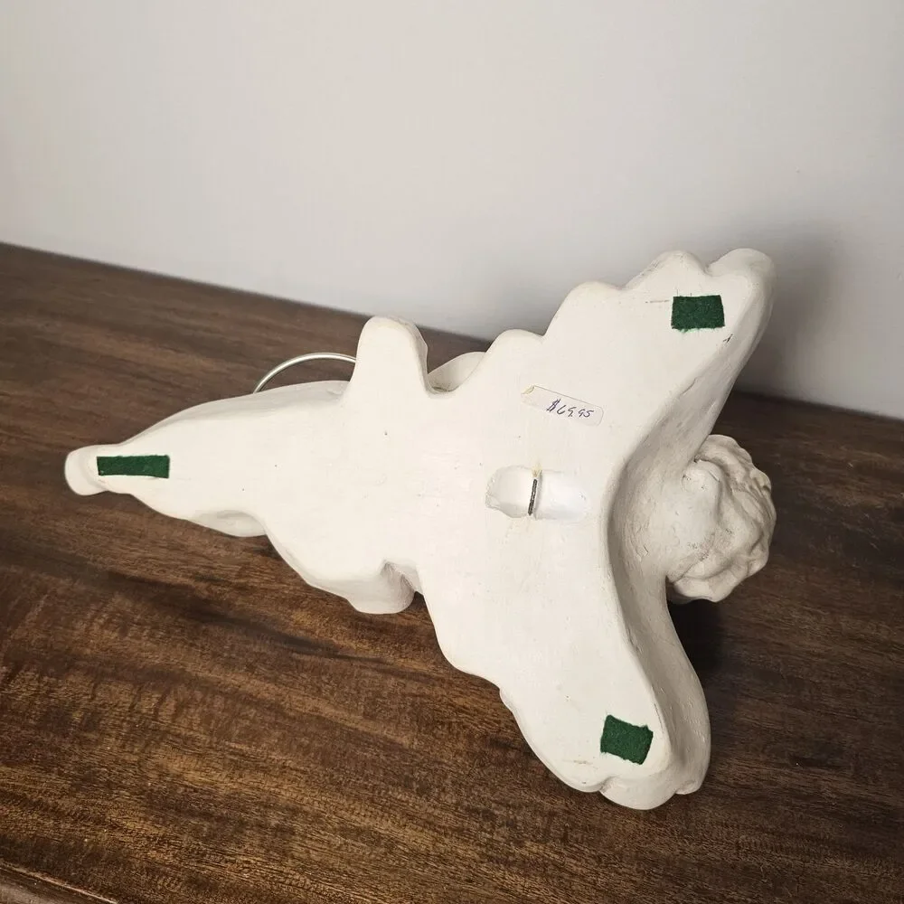 Vintage White Porcelain Cherub Towel Holder Wall Plaque – Ornate Victorian Style